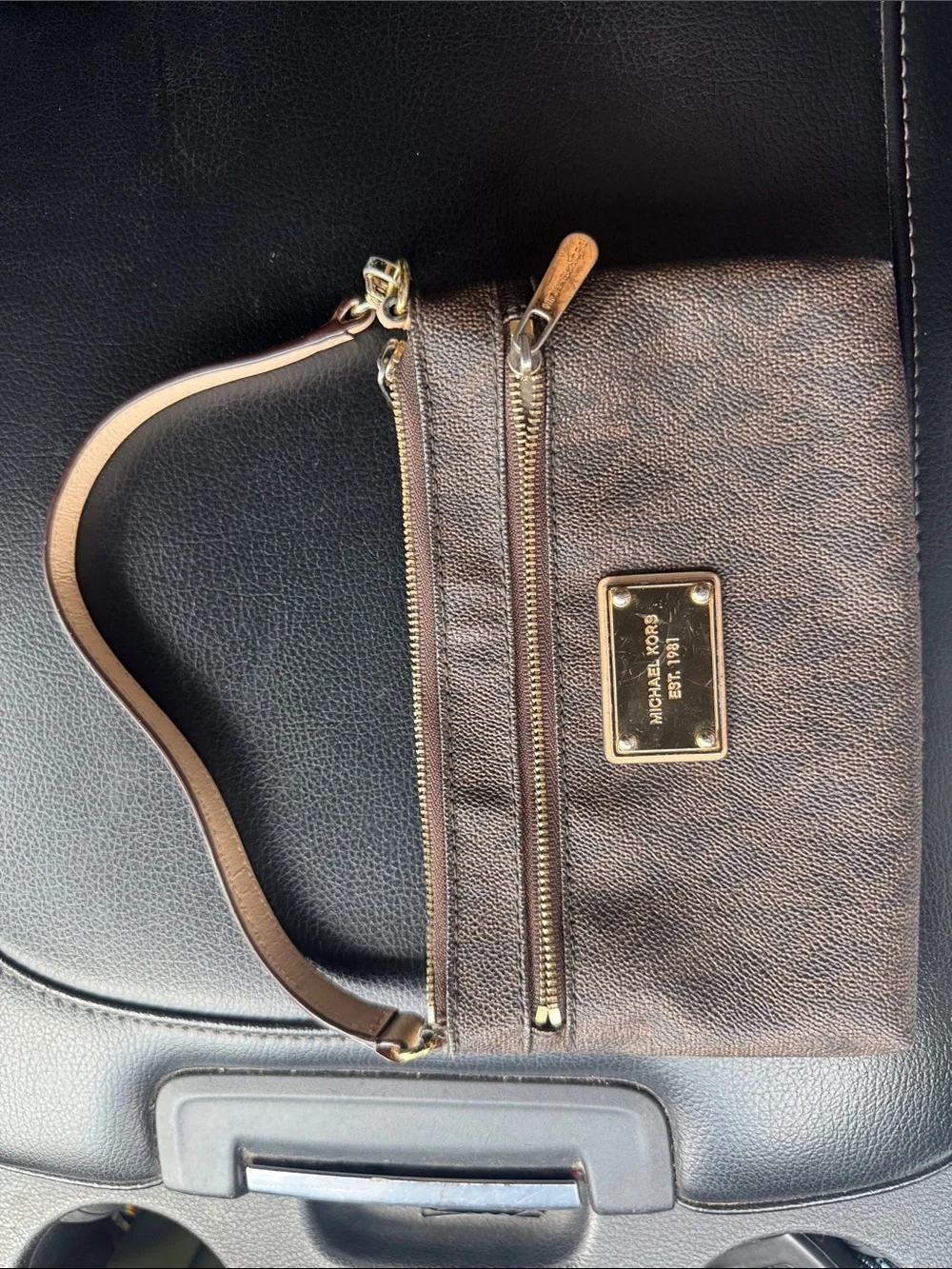 Michael Kors Metallic Brown Pebbled Wristlet with Gold Hardware